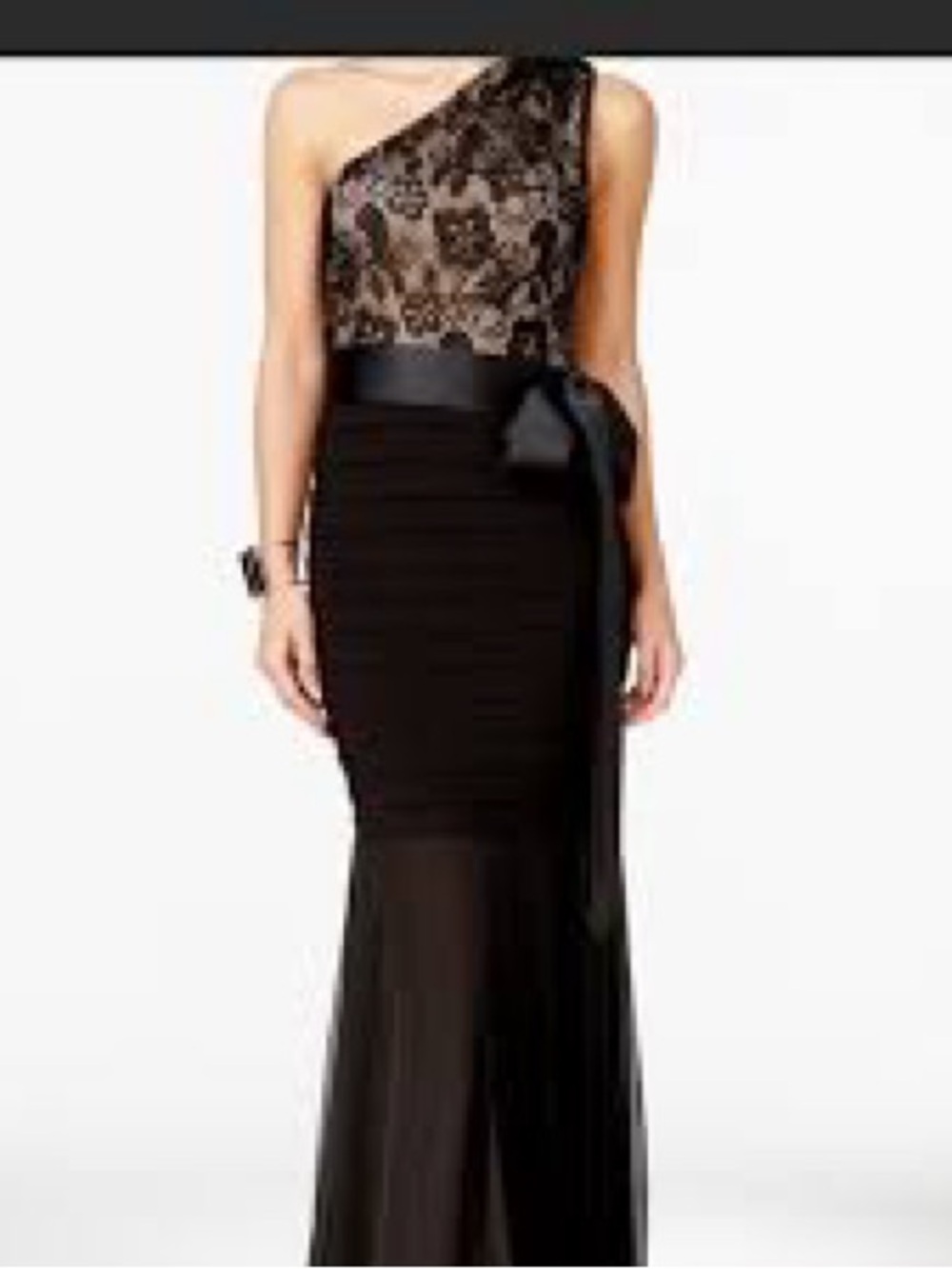 Cache Black One-Shoulder Trumpet Dress Sz 8